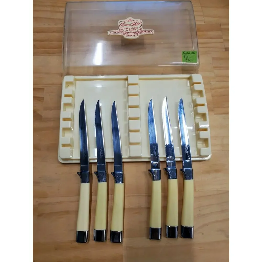 MCM Carvel Hall Set of 6 Steak Knifes Briddell Bakelite Handles Original Case